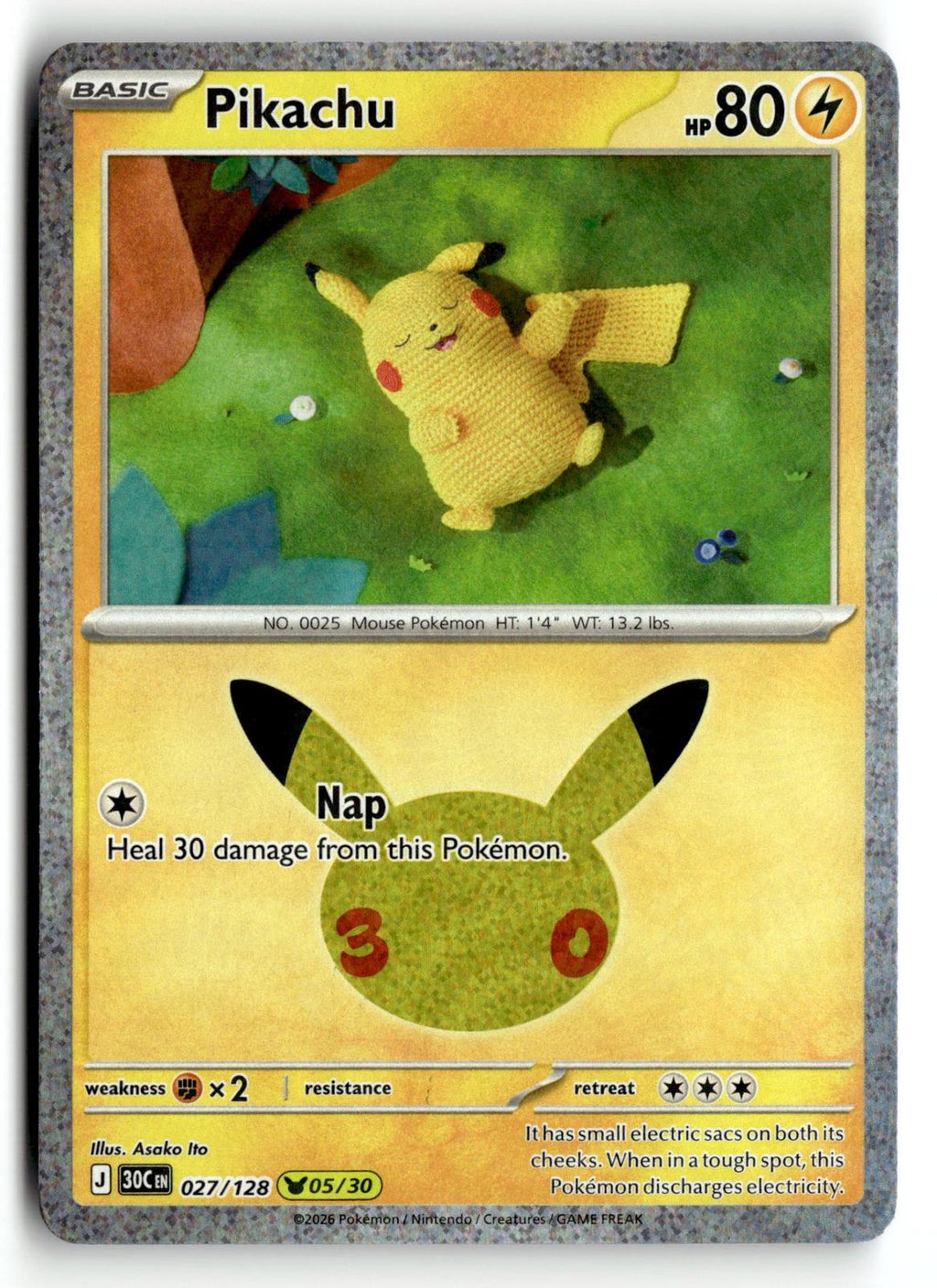 Pokemon tcg ME: 30th Celebration #027/128 Pikachu