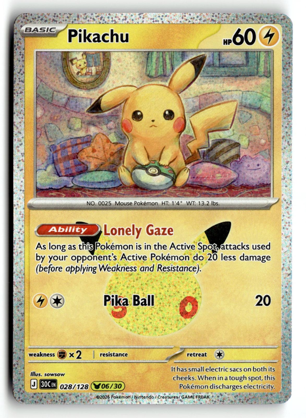 Pokemon tcg ME: 30th Celebration #028/128 Pikachu