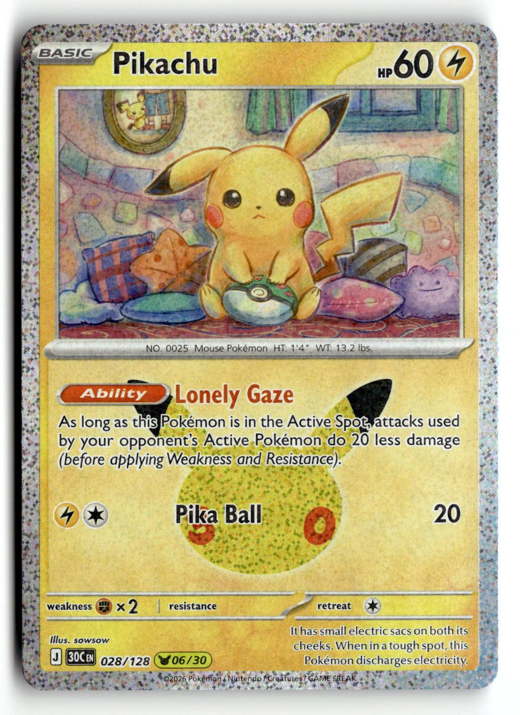 Pokemon tcg ME: 30th Celebration #028/128 Pikachu