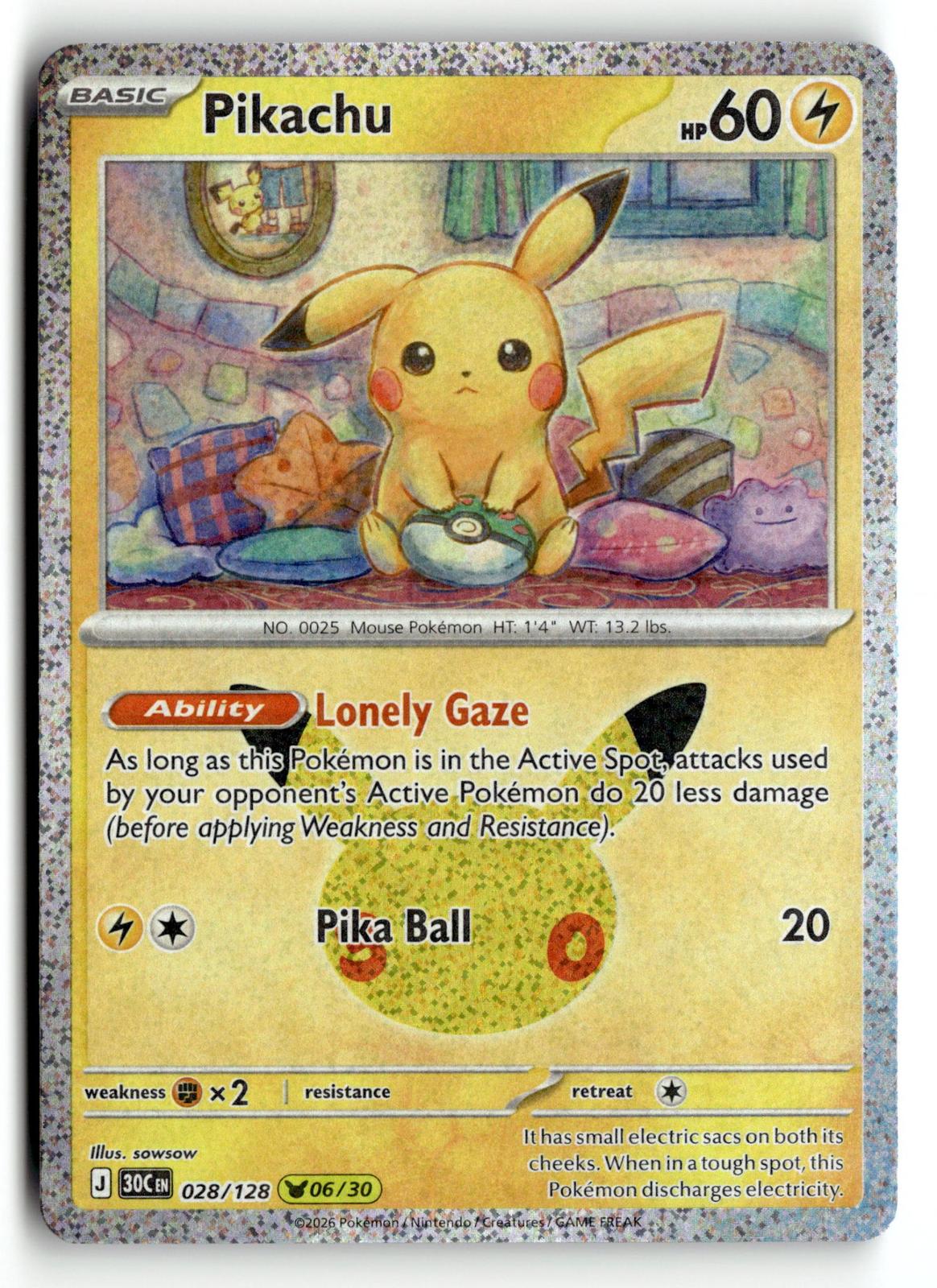 Pokemon tcg ME: 30th Celebration #028/128 Pikachu