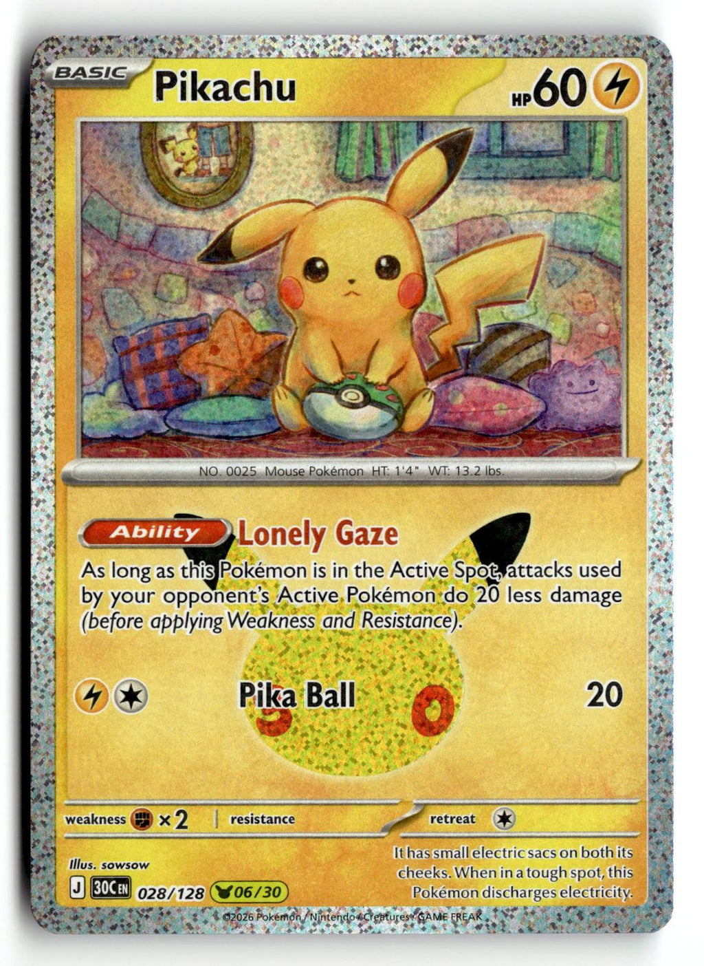 Pokemon tcg ME: 30th Celebration #028/128 Pikachu