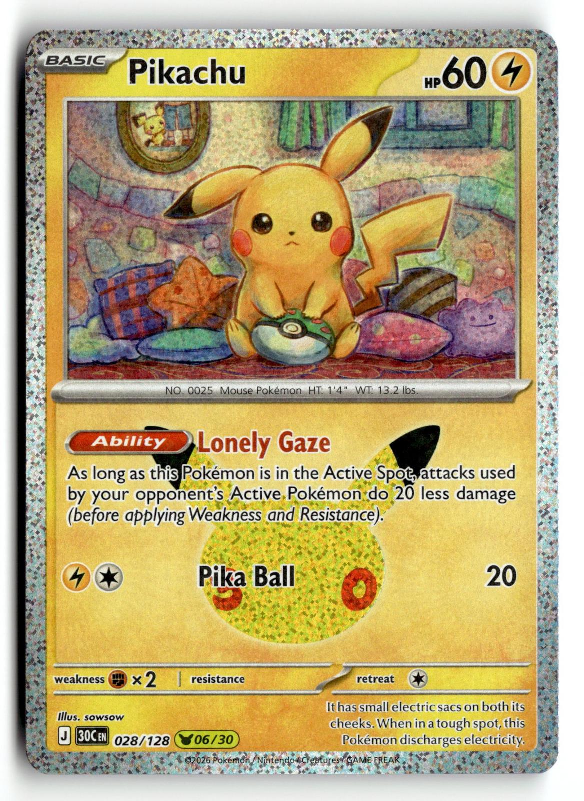 Pokemon tcg ME: 30th Celebration #028/128 Pikachu