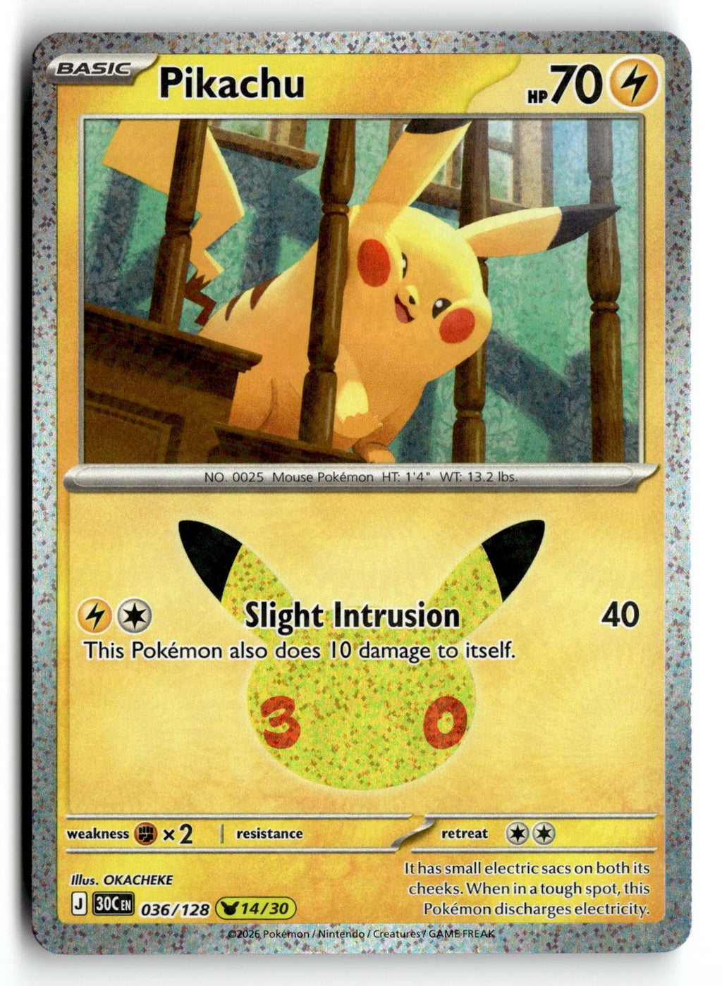 Pokemon tcg ME: 30th Celebration #036/128 Pikachu