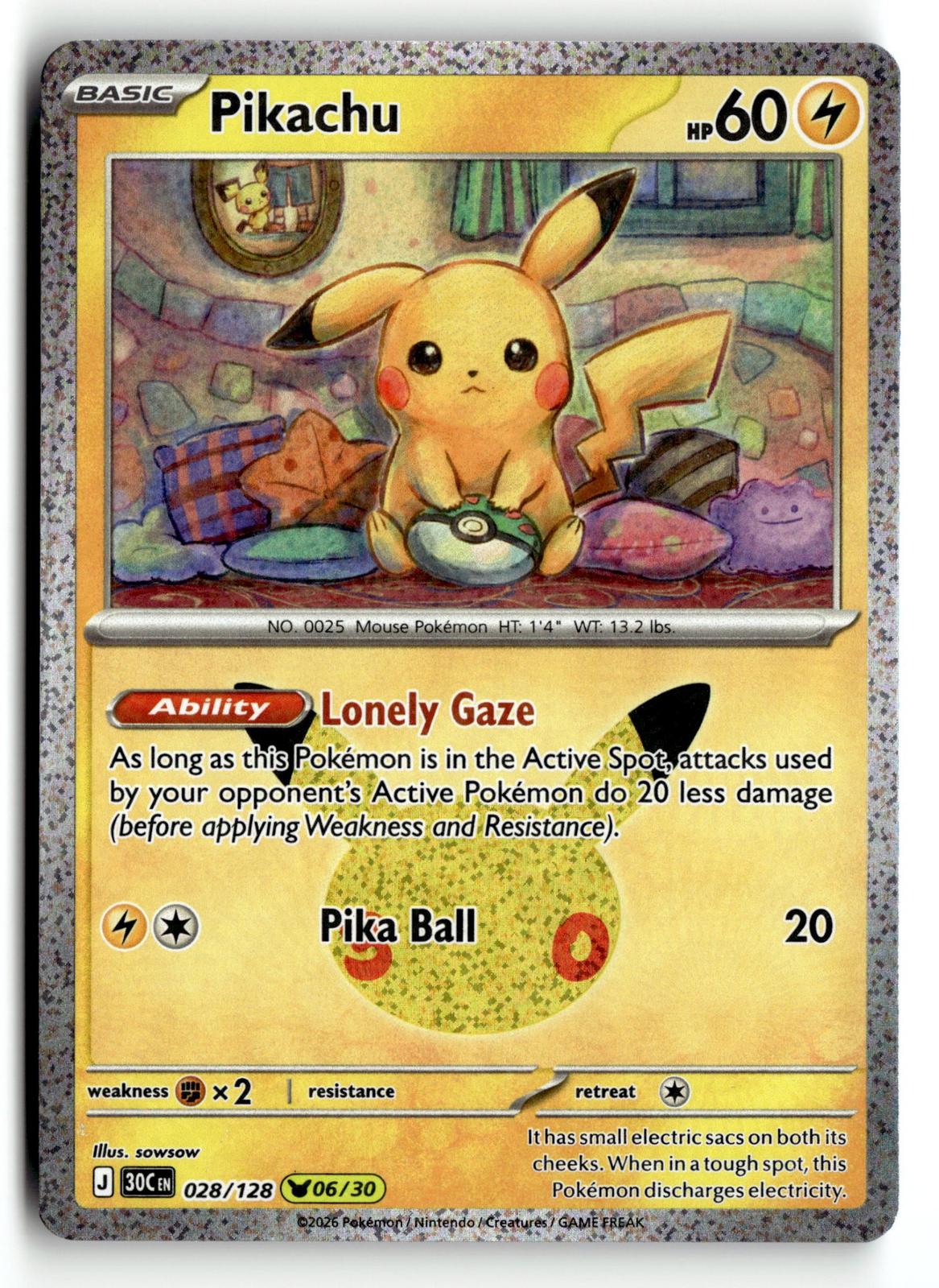 Pokemon tcg ME: 30th Celebration #028/128 Pikachu