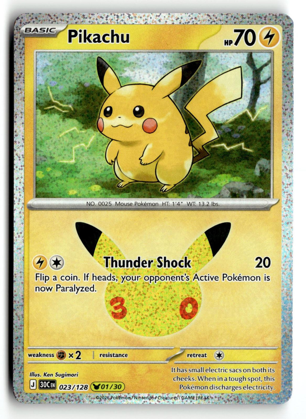 Pokemon tcg ME: 30th Celebration #023/128 Pikachu