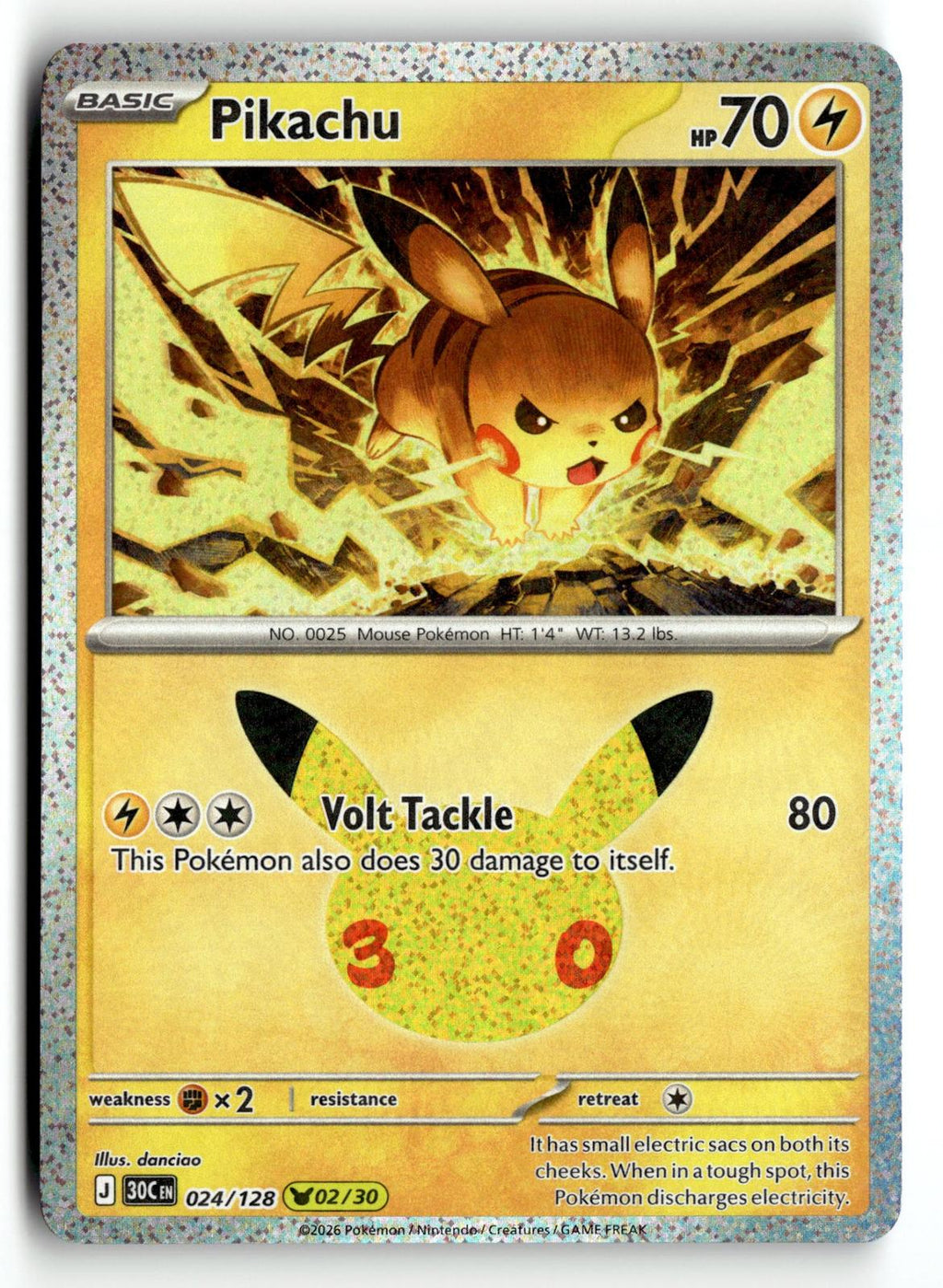 Pokemon tcg ME: 30th Celebration #024/128 Pikachu