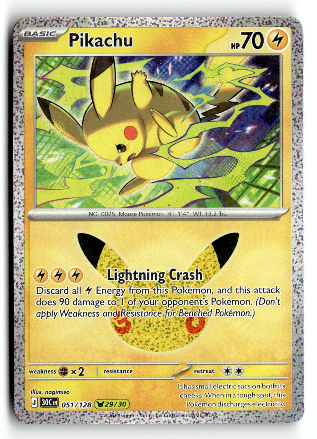 Pokemon tcg ME: 30th Celebration #051/128 Pikachu