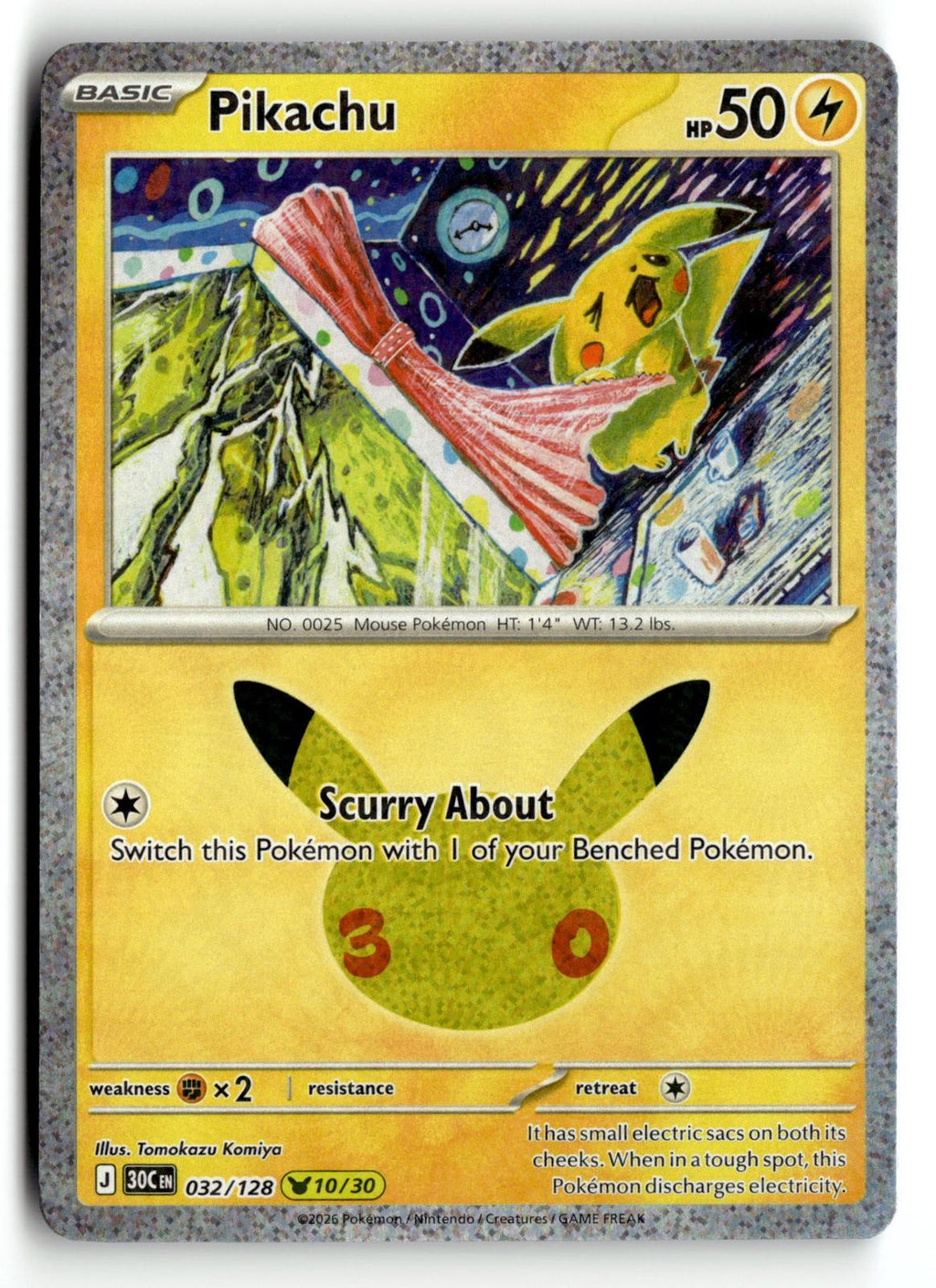 Pokemon tcg ME: 30th Celebration #032/128 Pikachu