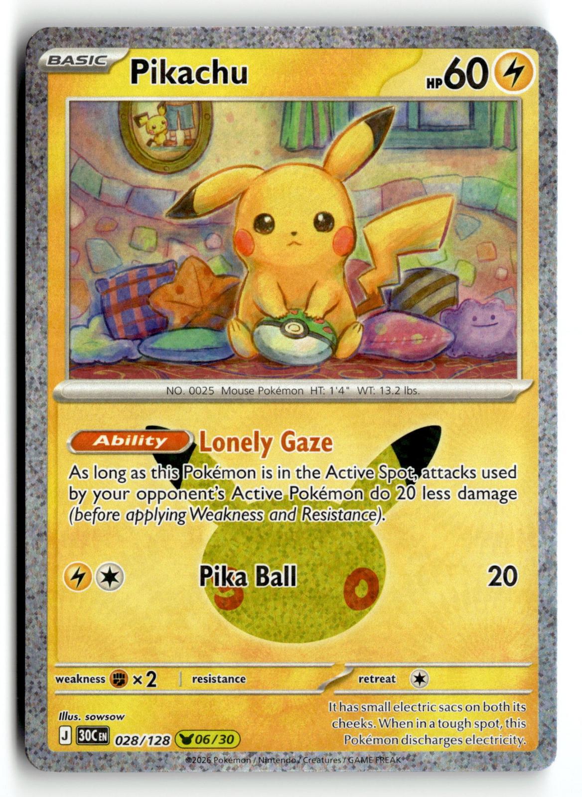 Pokemon tcg ME: 30th Celebration #028/128 Pikachu