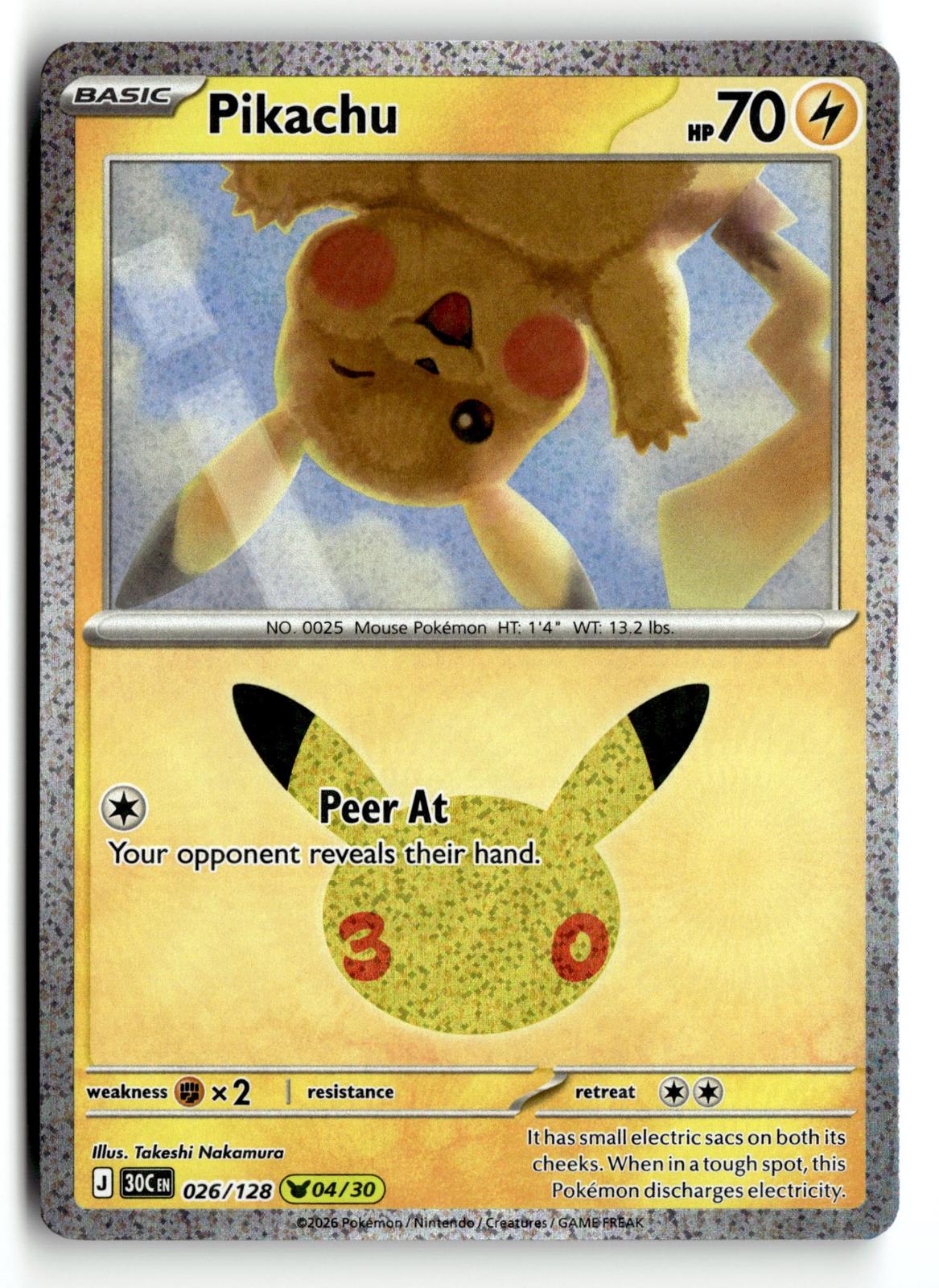 Pokemon tcg ME: 30th Celebration #026/128 Pikachu