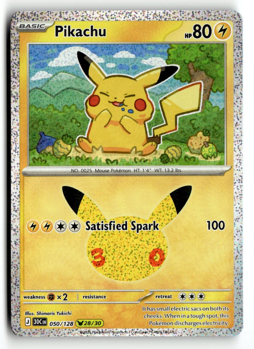 Pokemon tcg ME: 30th Celebration #050/128 Pikachu