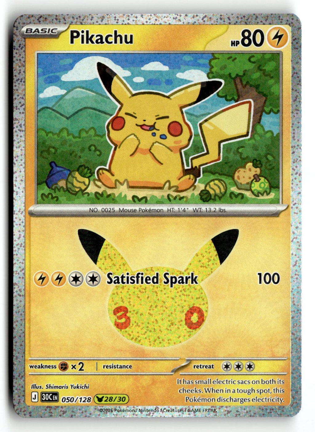 Pokemon tcg ME: 30th Celebration #050/128 Pikachu