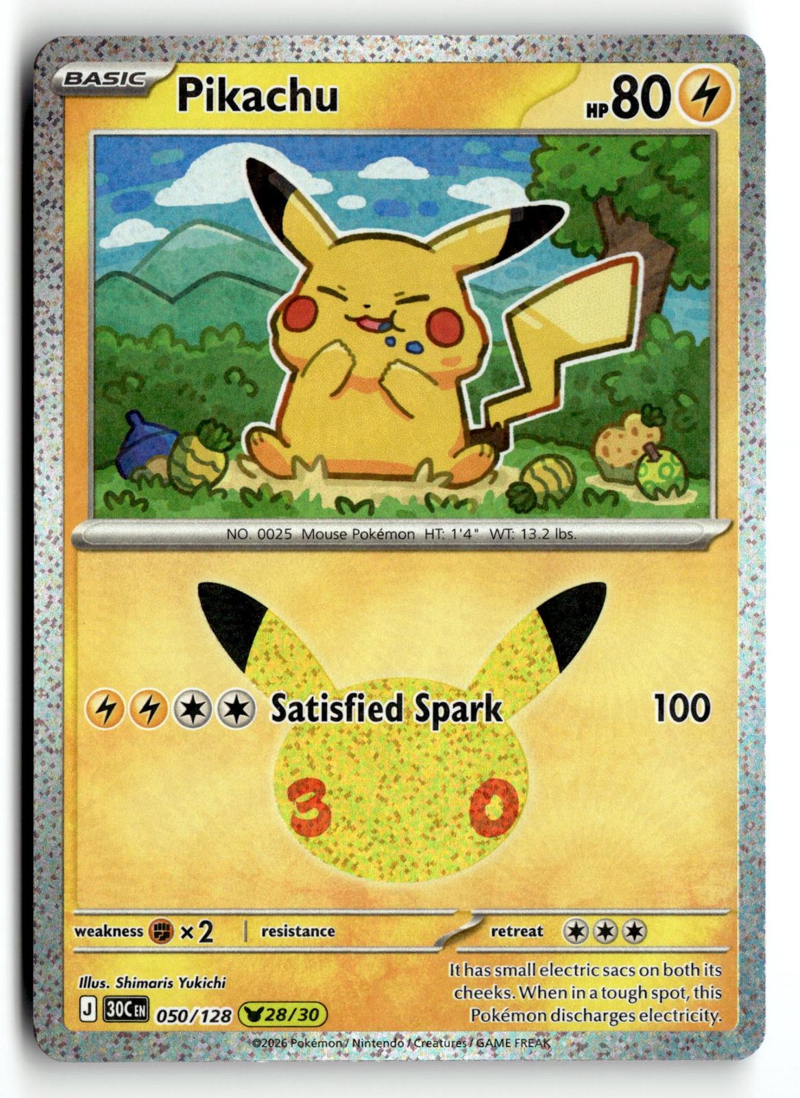 Pokemon tcg ME: 30th Celebration #050/128 Pikachu