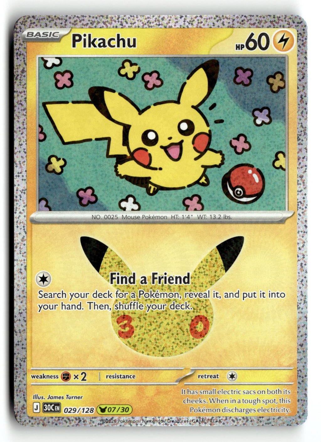 Pokemon tcg ME: 30th Celebration #029/128 Pikachu