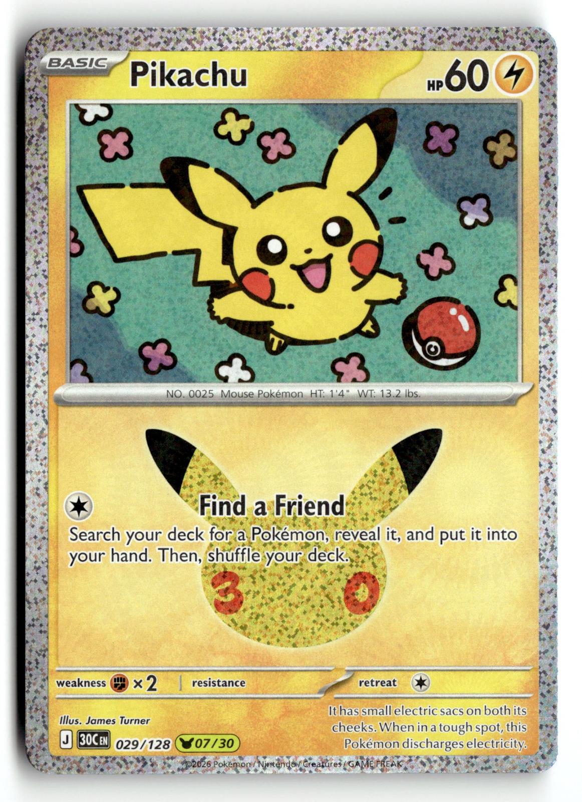 Pokemon tcg ME: 30th Celebration #029/128 Pikachu