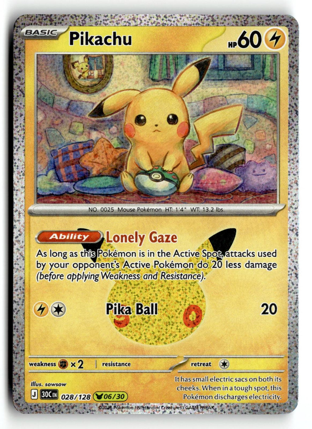 Pokemon tcg ME: 30th Celebration #028/128 Pikachu