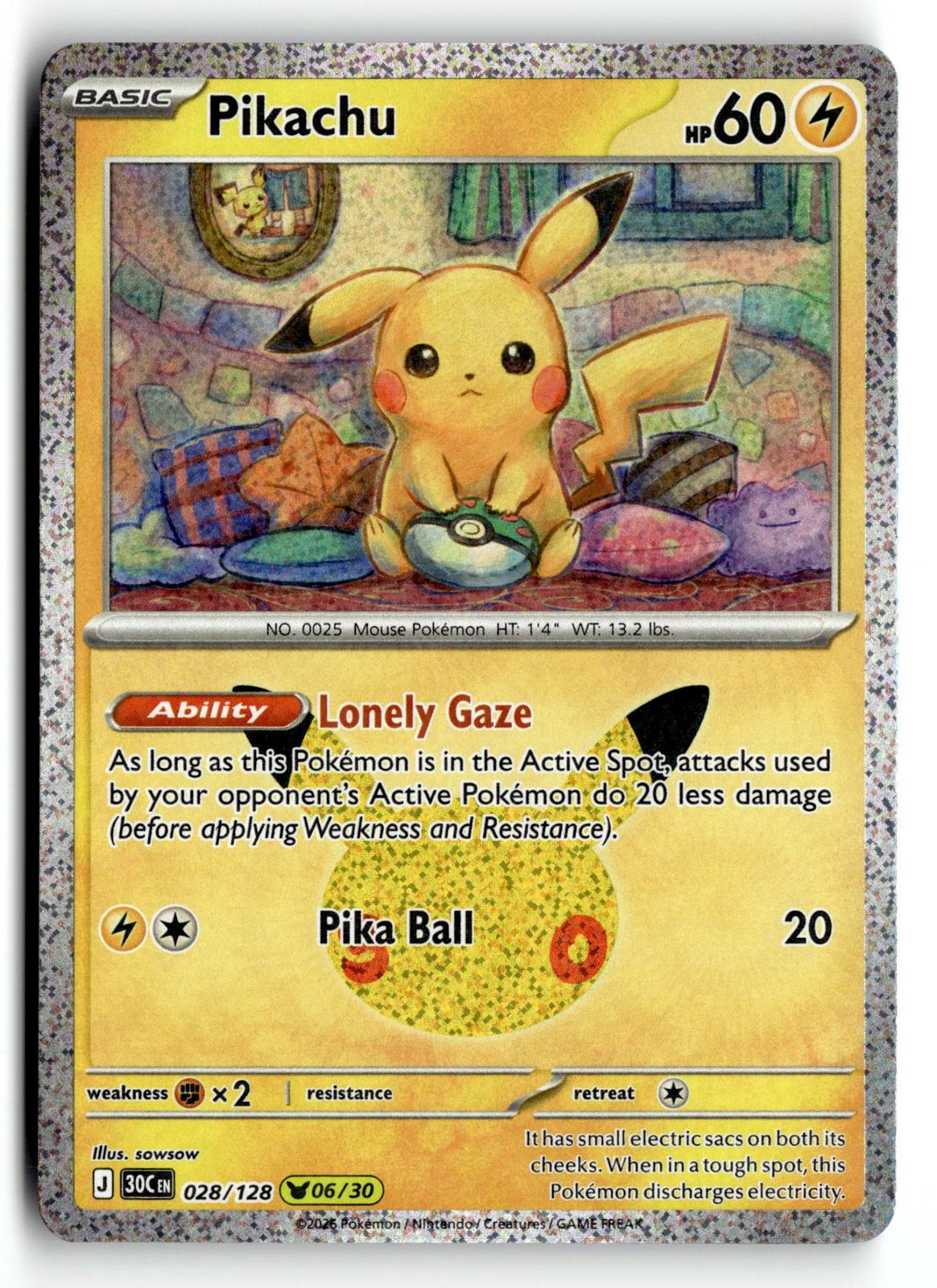 Pokemon tcg ME: 30th Celebration #028/128 Pikachu