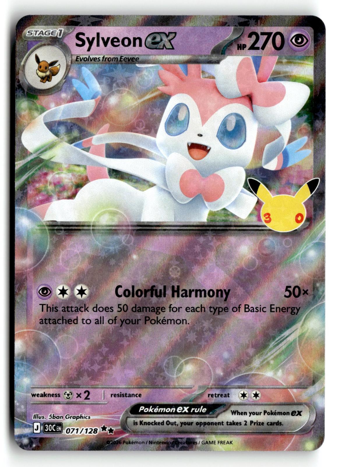 Pokemon tcg ME: 30th Celebration #071/128 Sylveon ex