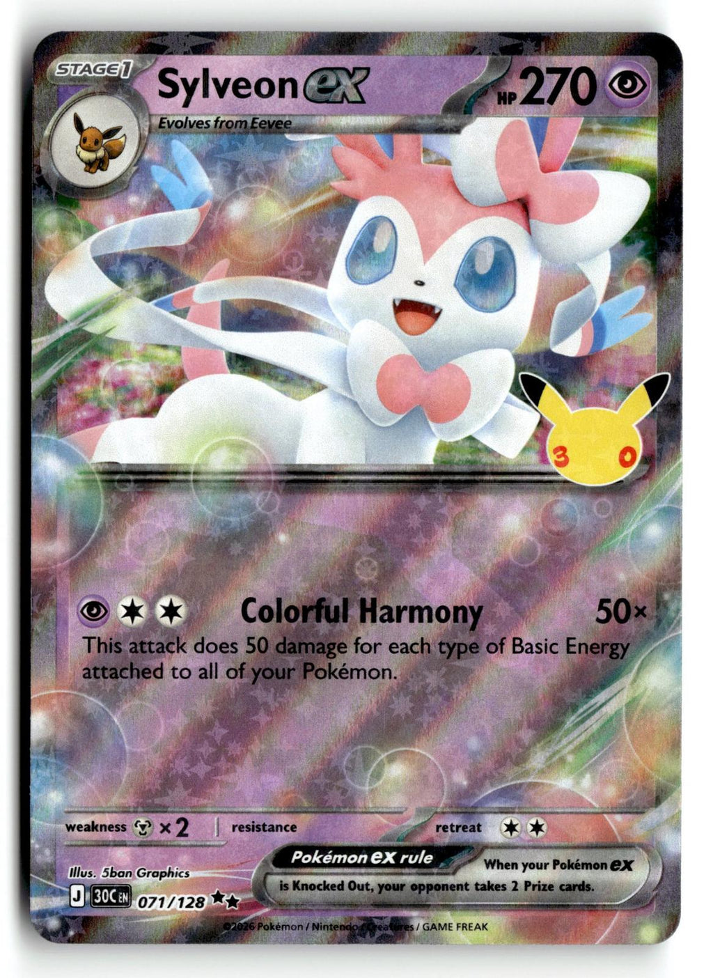 Pokemon tcg ME: 30th Celebration #071/128 Sylveon ex
