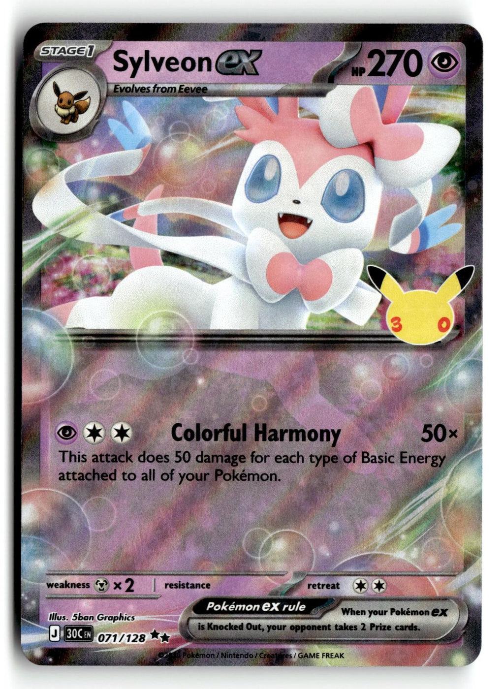 Pokemon tcg ME: 30th Celebration #071/128 Sylveon ex