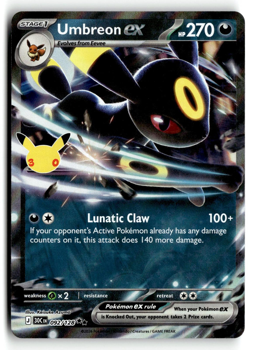 Pokemon tcg ME: 30th Celebration #092/128 Umbreon ex