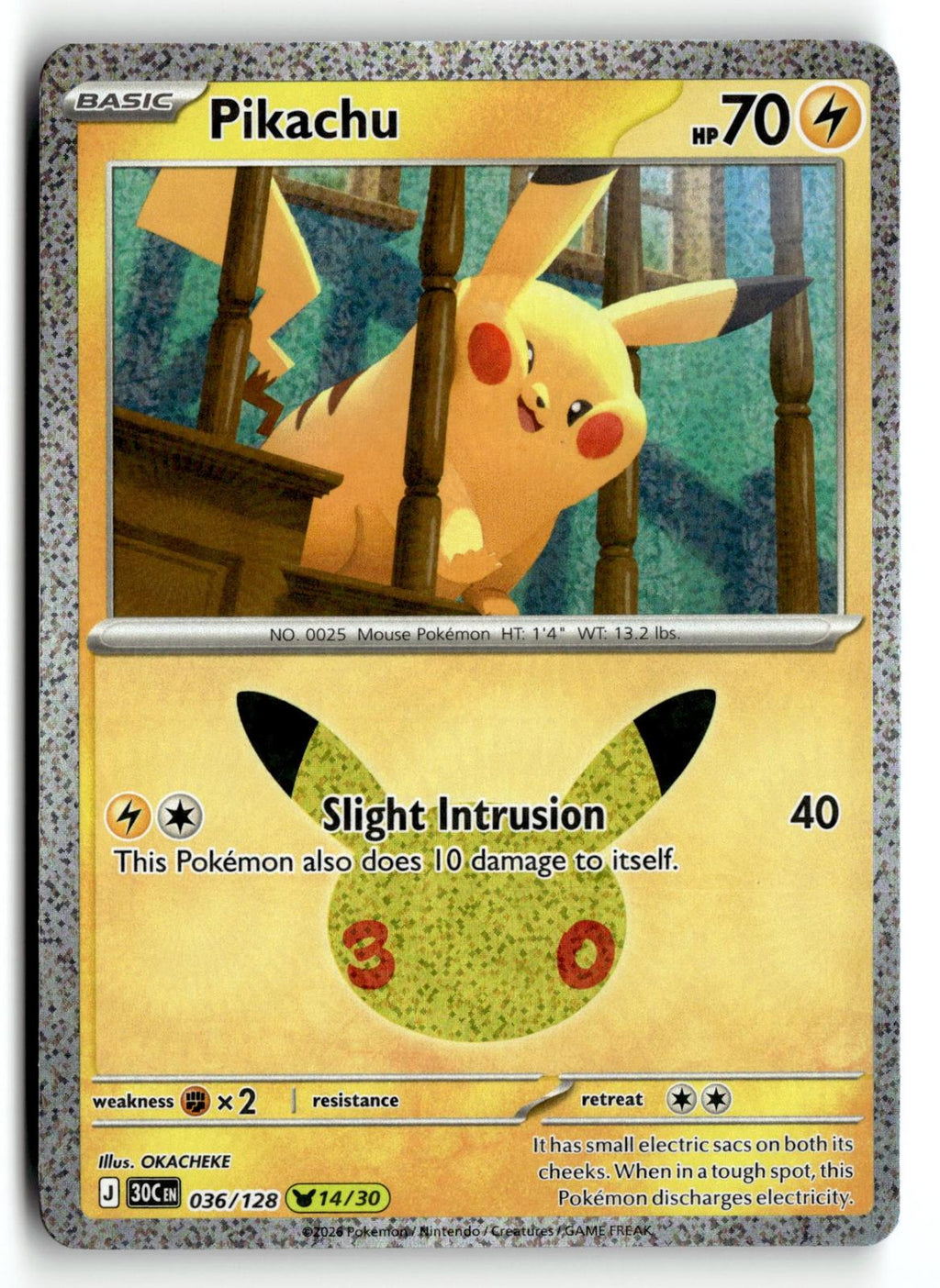 Pokemon tcg ME: 30th Celebration #036/128 Pikachu