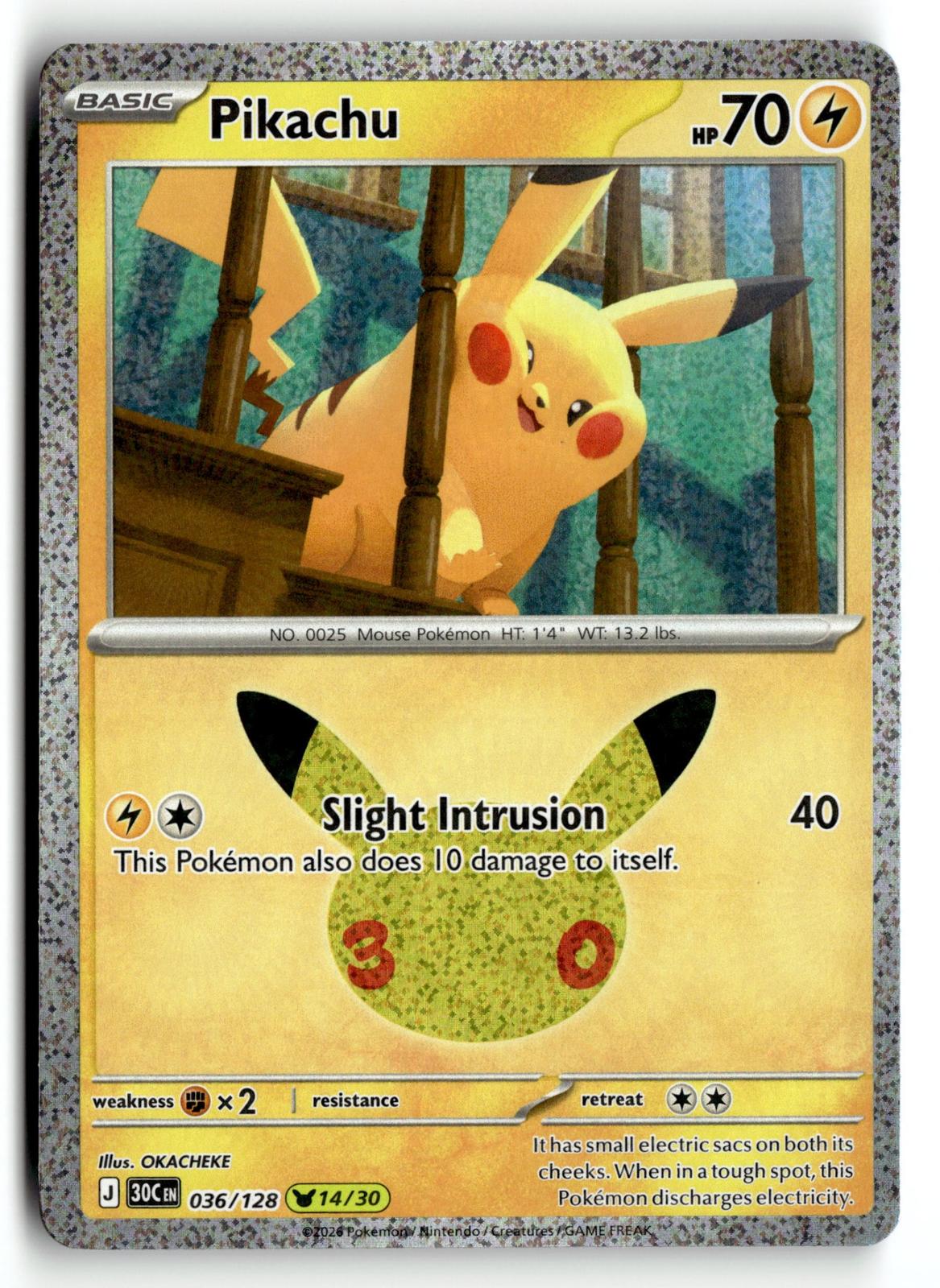 Pokemon tcg ME: 30th Celebration #036/128 Pikachu