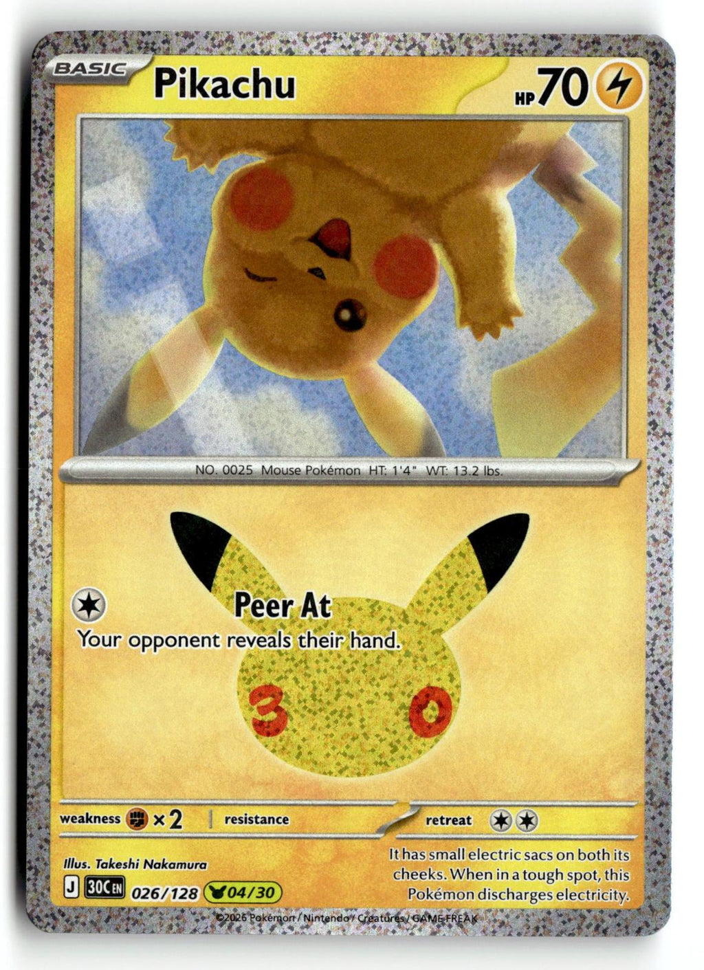 Pokemon tcg ME: 30th Celebration #026/128 Pikachu