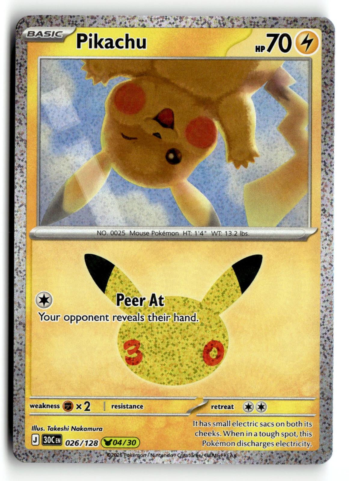 Pokemon tcg ME: 30th Celebration #026/128 Pikachu