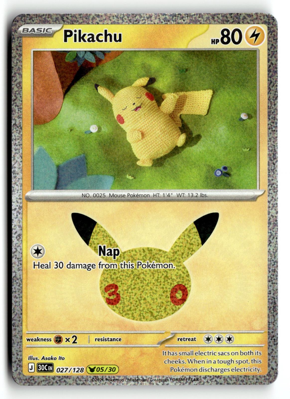 Pokemon tcg ME: 30th Celebration #027/128 Pikachu