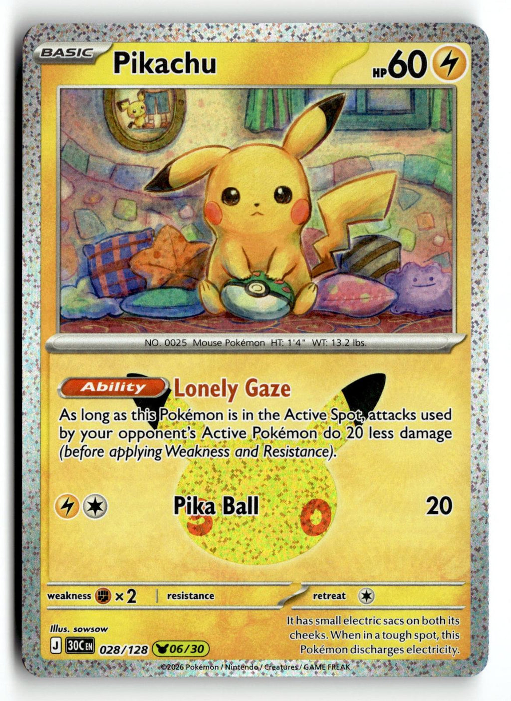 Pokemon tcg ME: 30th Celebration #028/128 Pikachu