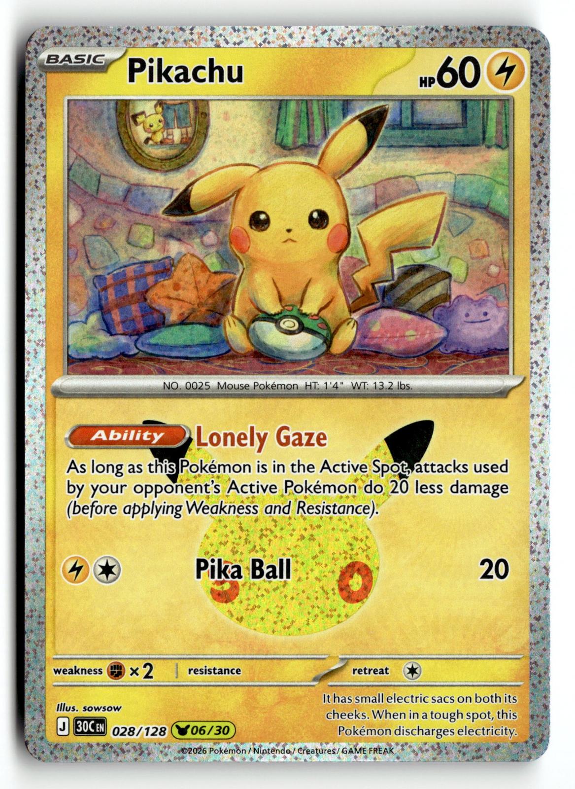 Pokemon tcg ME: 30th Celebration #028/128 Pikachu