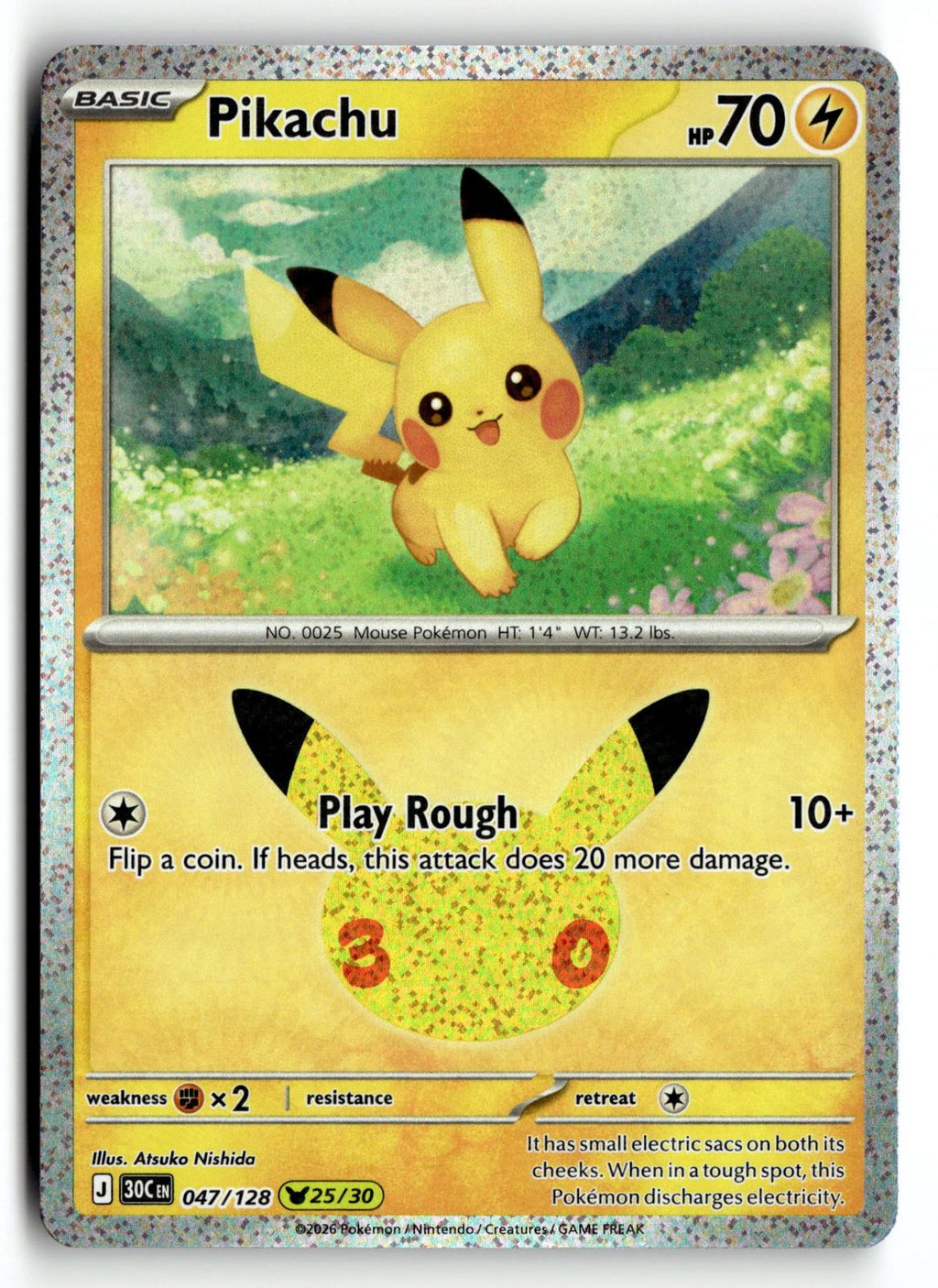 Pokemon tcg ME: 30th Celebration #047/128 Pikachu