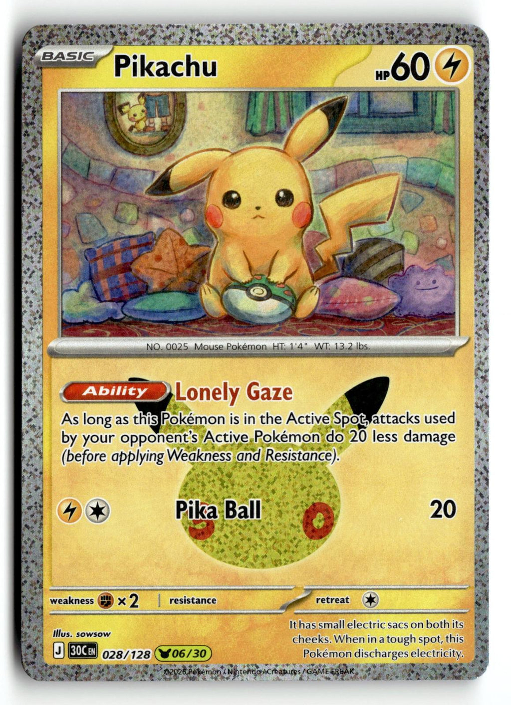 Pokemon tcg ME: 30th Celebration #028/128 Pikachu