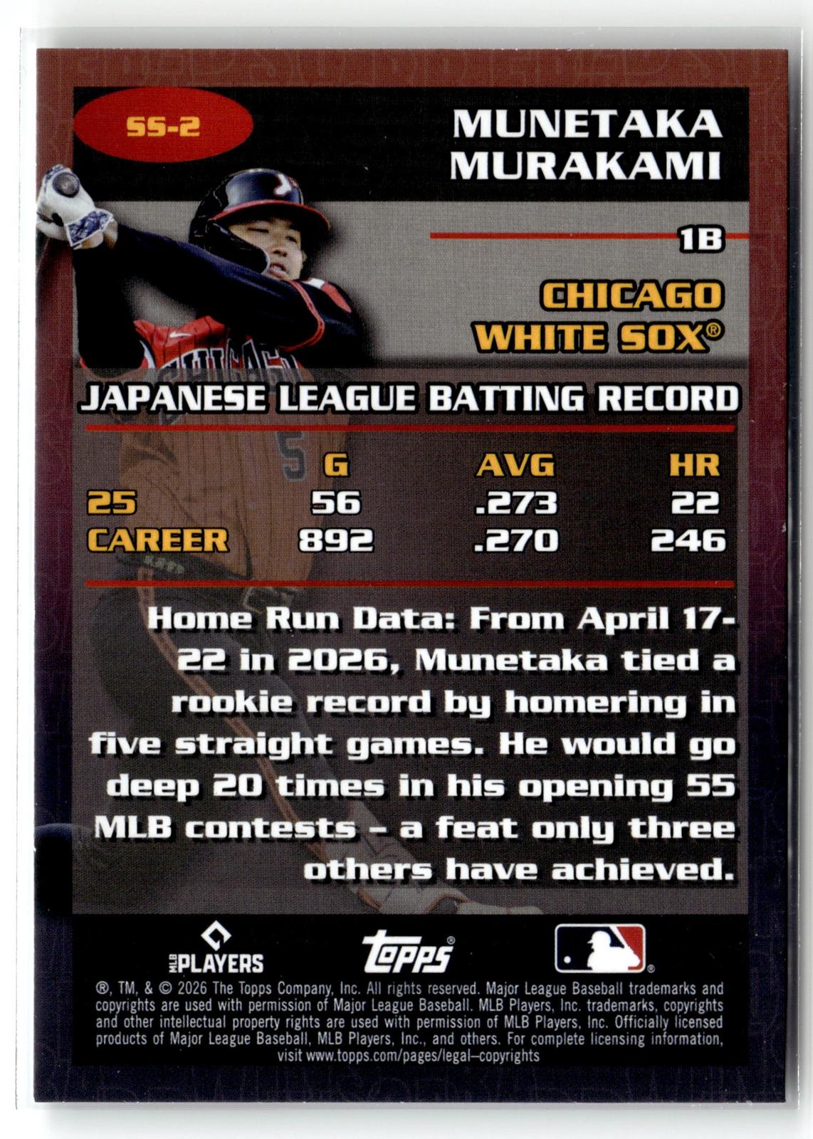 2026 Topps Update #SS-2 Munetaka Murakami Stat Stars