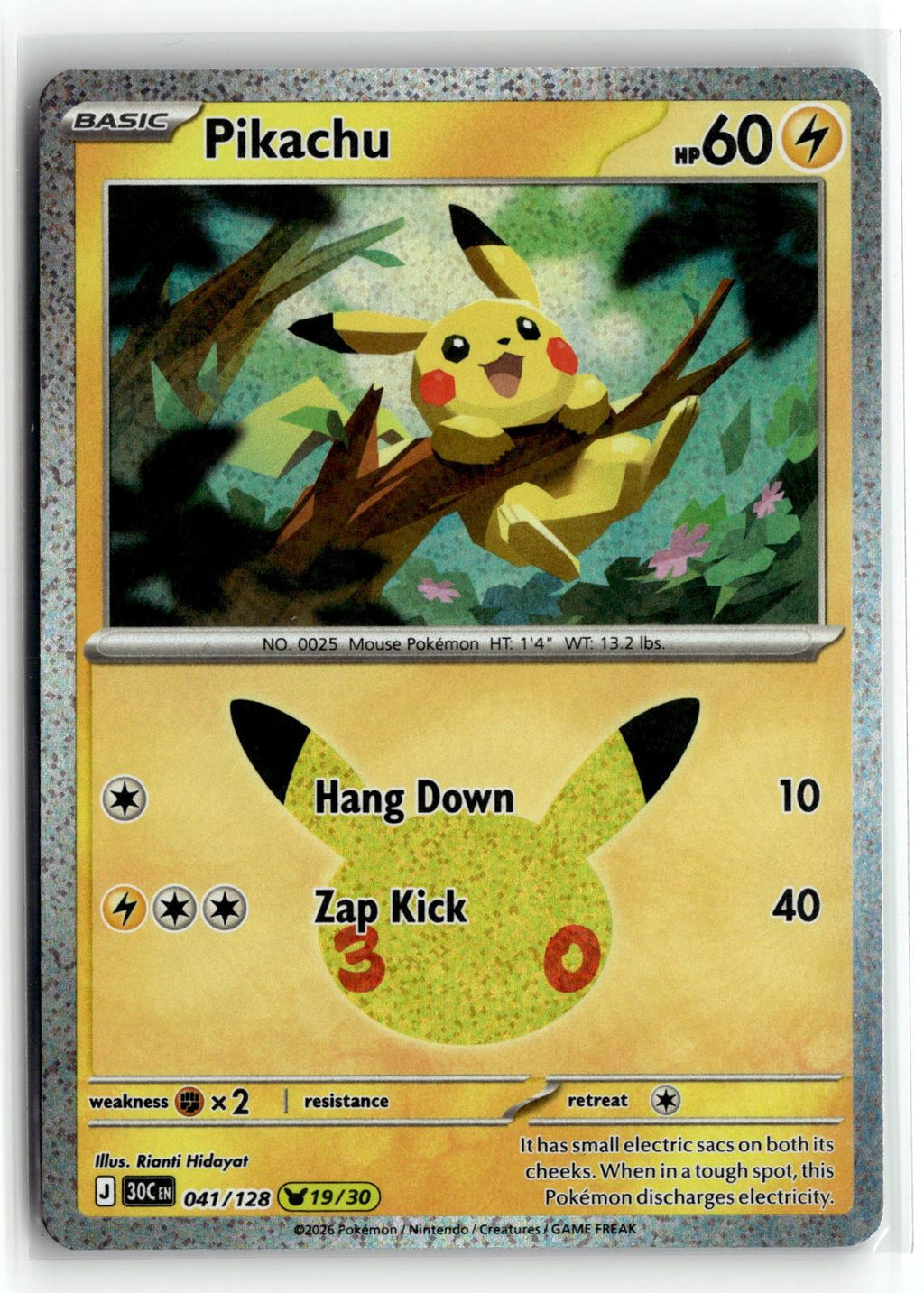 Pokemon tcg ME: 30th Celebration #041/128 Pikachu