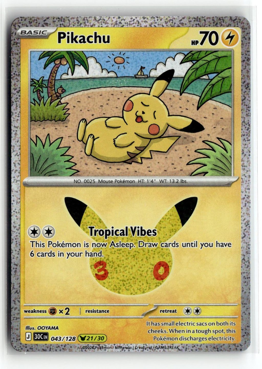 Pokemon tcg ME: 30th Celebration #043/128 Pikachu