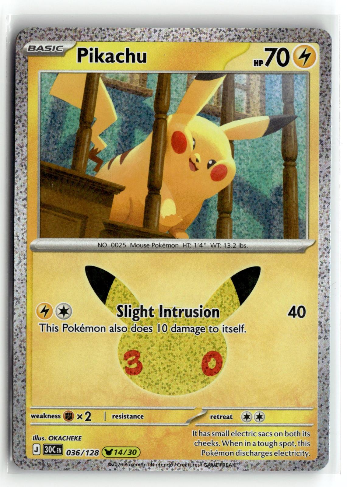 Pokemon tcg ME: 30th Celebration #036/128 Pikachu