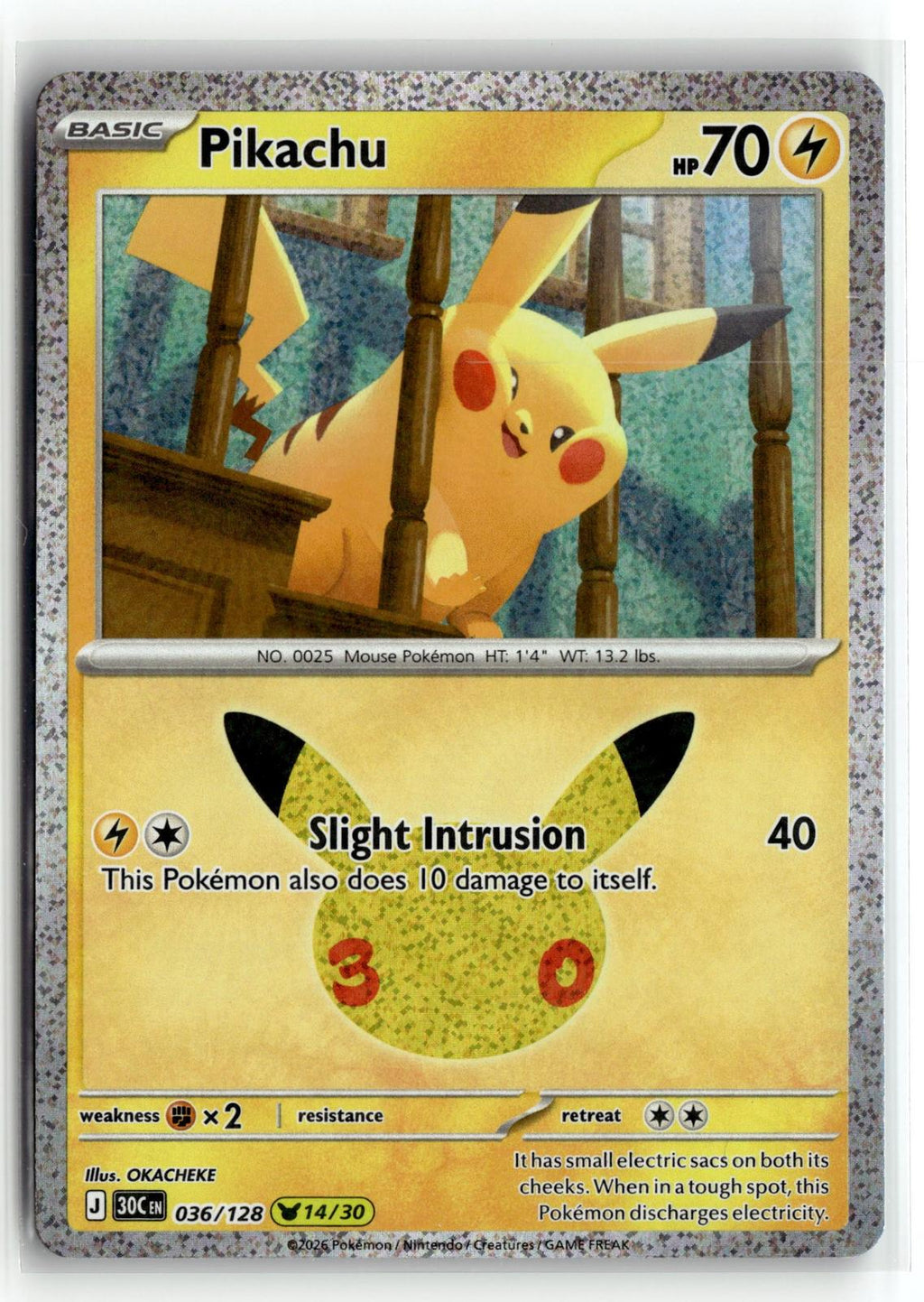 Pokemon tcg ME: 30th Celebration #036/128 Pikachu
