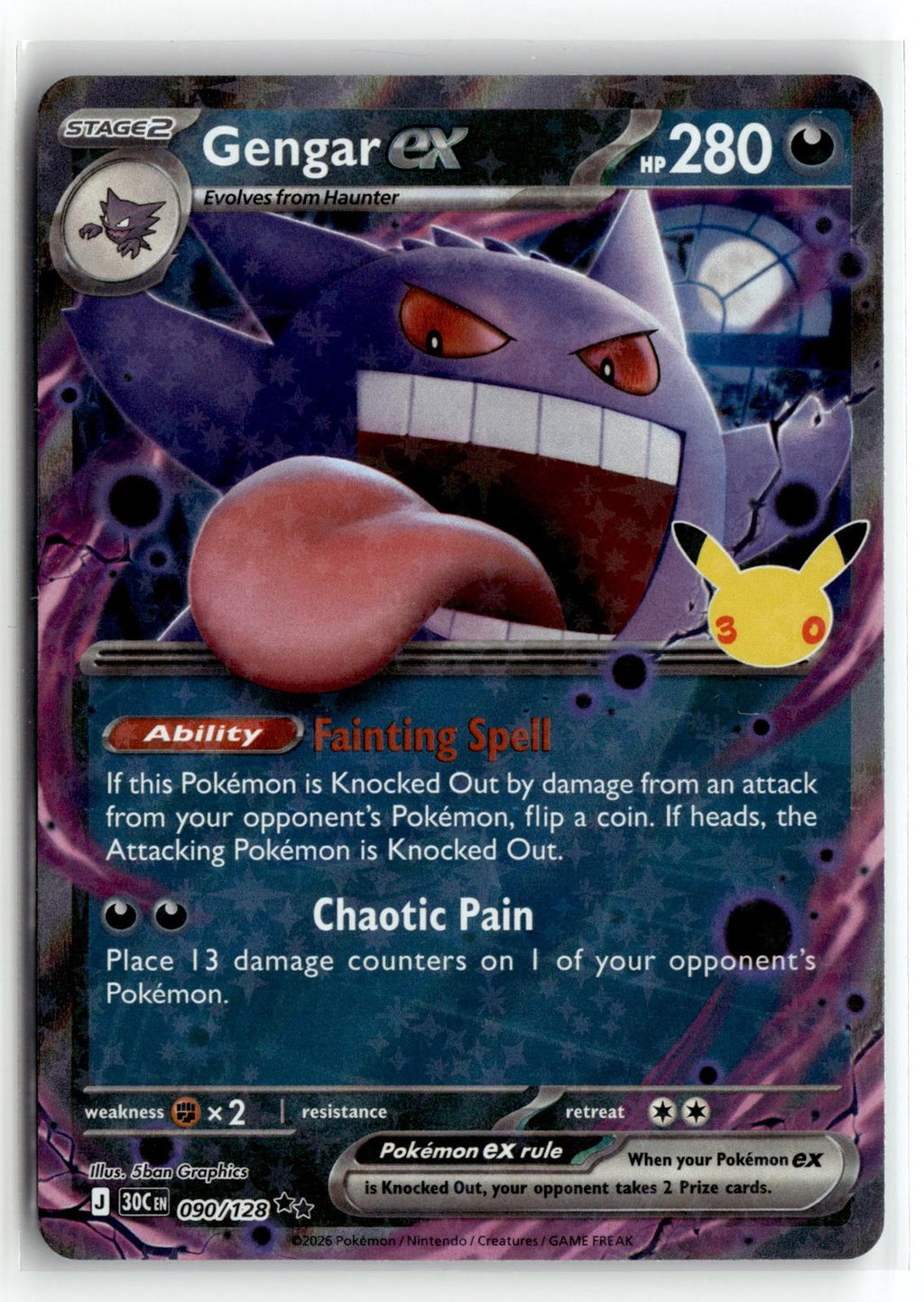 Pokemon tcg ME: 30th Celebration #090/128 Gengar ex