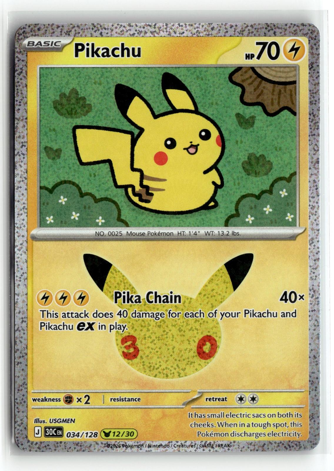 Pokemon tcg ME: 30th Celebration #034/128 Pikachu