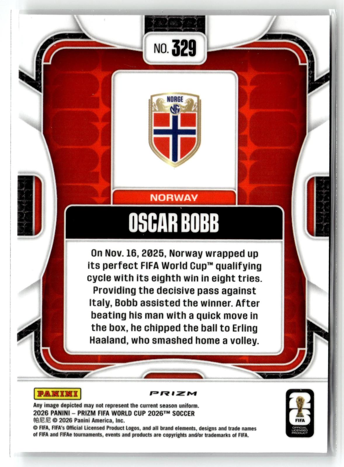 2026 Panini Prizm FIFA World Cup #329 Oscar Bobb Lazer Prizm