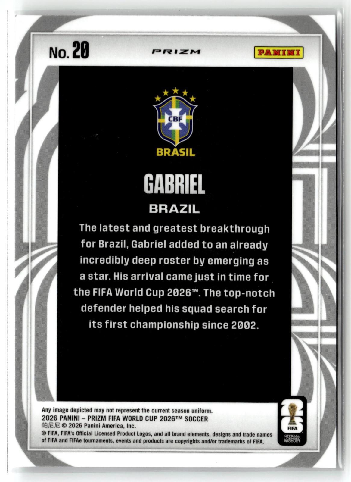 2026 Panini Prizm FIFA World Cup #20 Gabriel Screamers Silver Prizm