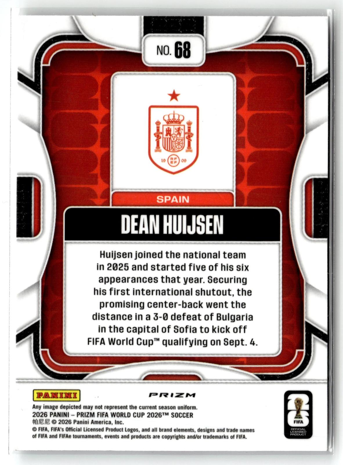 2026 Panini Prizm FIFA World Cup #68 Dean Huijsen Silver Prizm