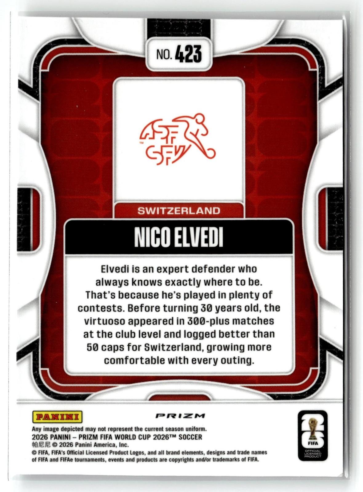 2026 Panini Prizm FIFA World Cup #423 Nico Elvedi Silver Prizm