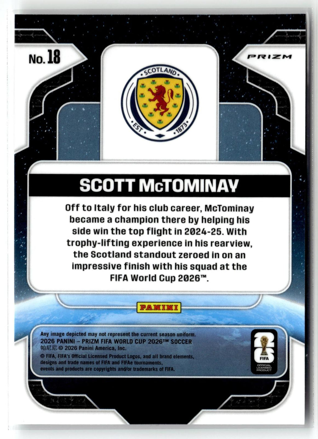 2026 Panini Prizm FIFA World Cup #18 Scott McTominay Global Reach Silver Prizm