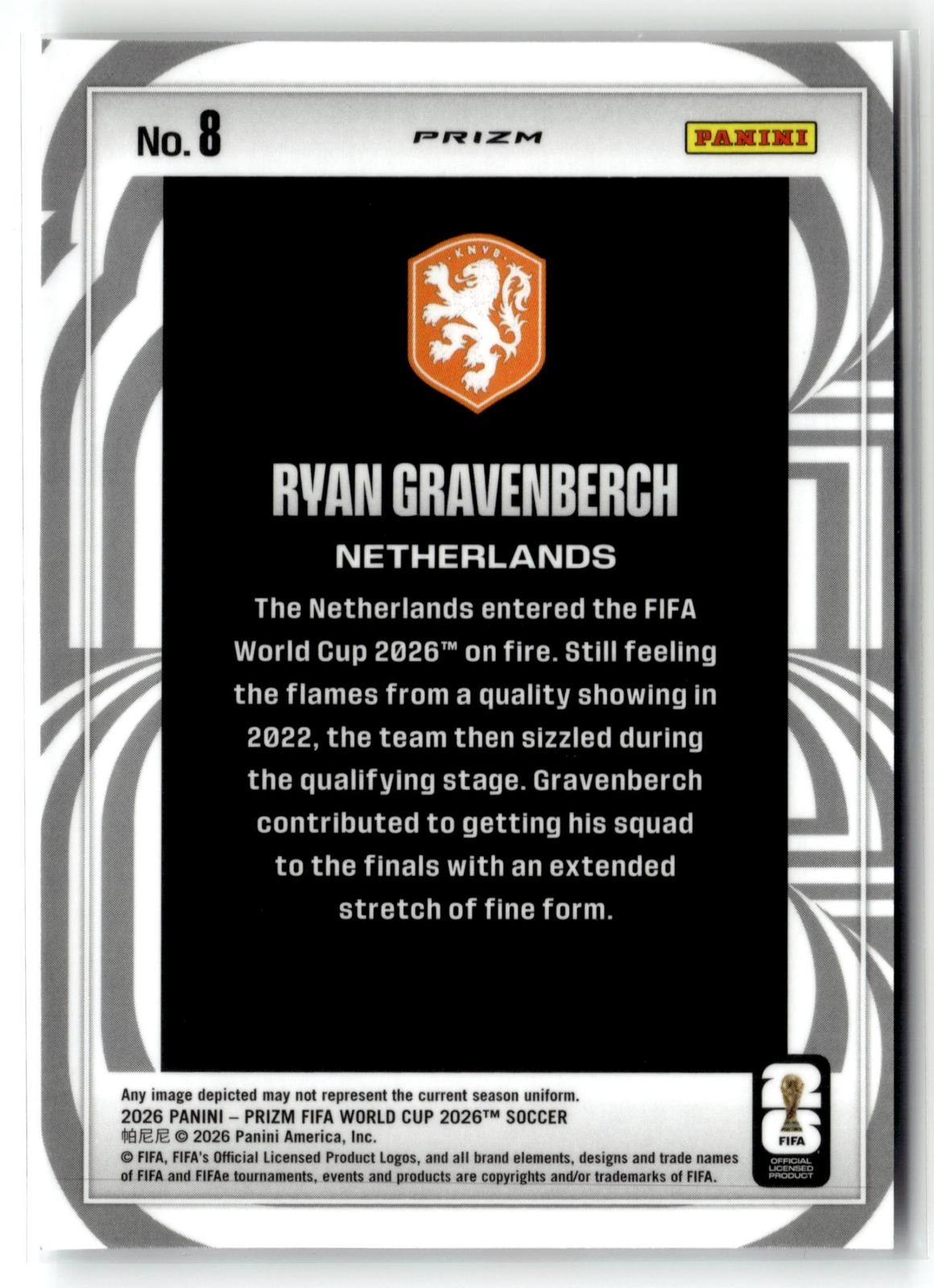 2026 Panini Prizm FIFA World Cup #8 Ryan Gravenberch Screamers Silver Prizm