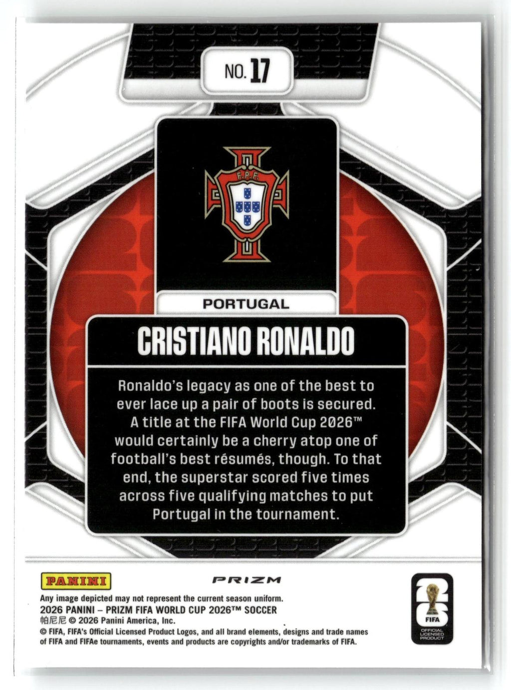#17 Cristiano Ronaldo 2026 Panini Prizm FIFA World Cup