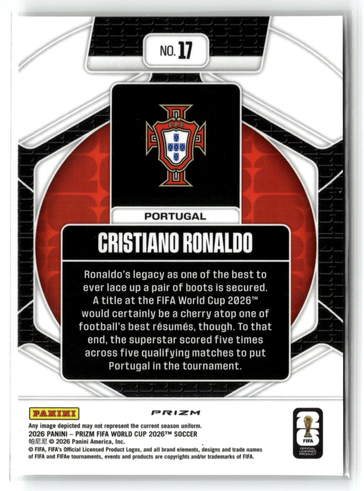 #17 Cristiano Ronaldo 2026 Panini Prizm FIFA World Cup