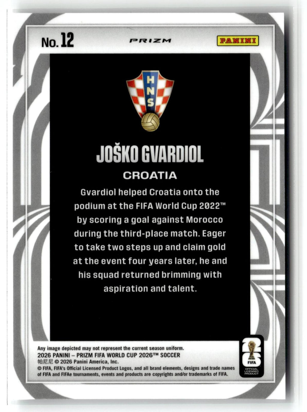 2026 Panini Prizm FIFA World Cup #12 Josko Gvardiol Screamers Silver Prizm